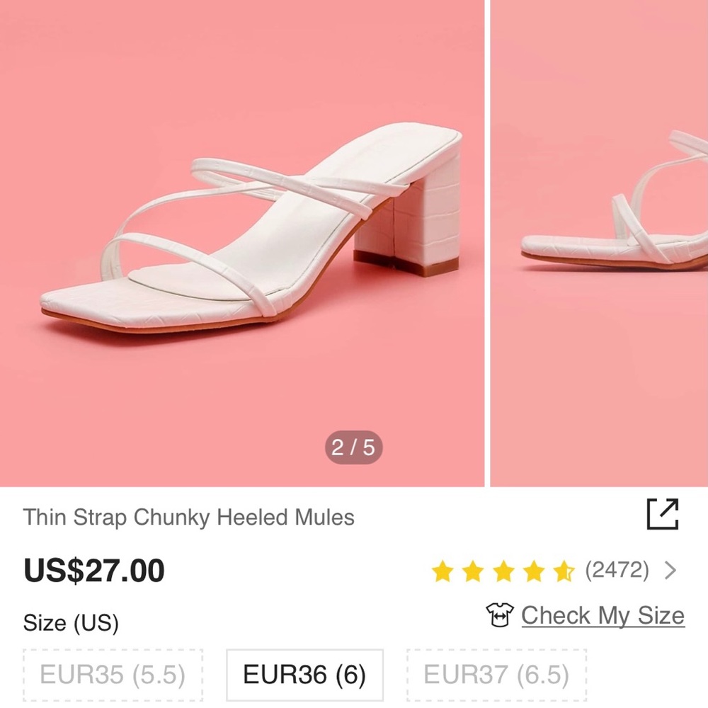 Thin Strap Chunky Heeled Mules